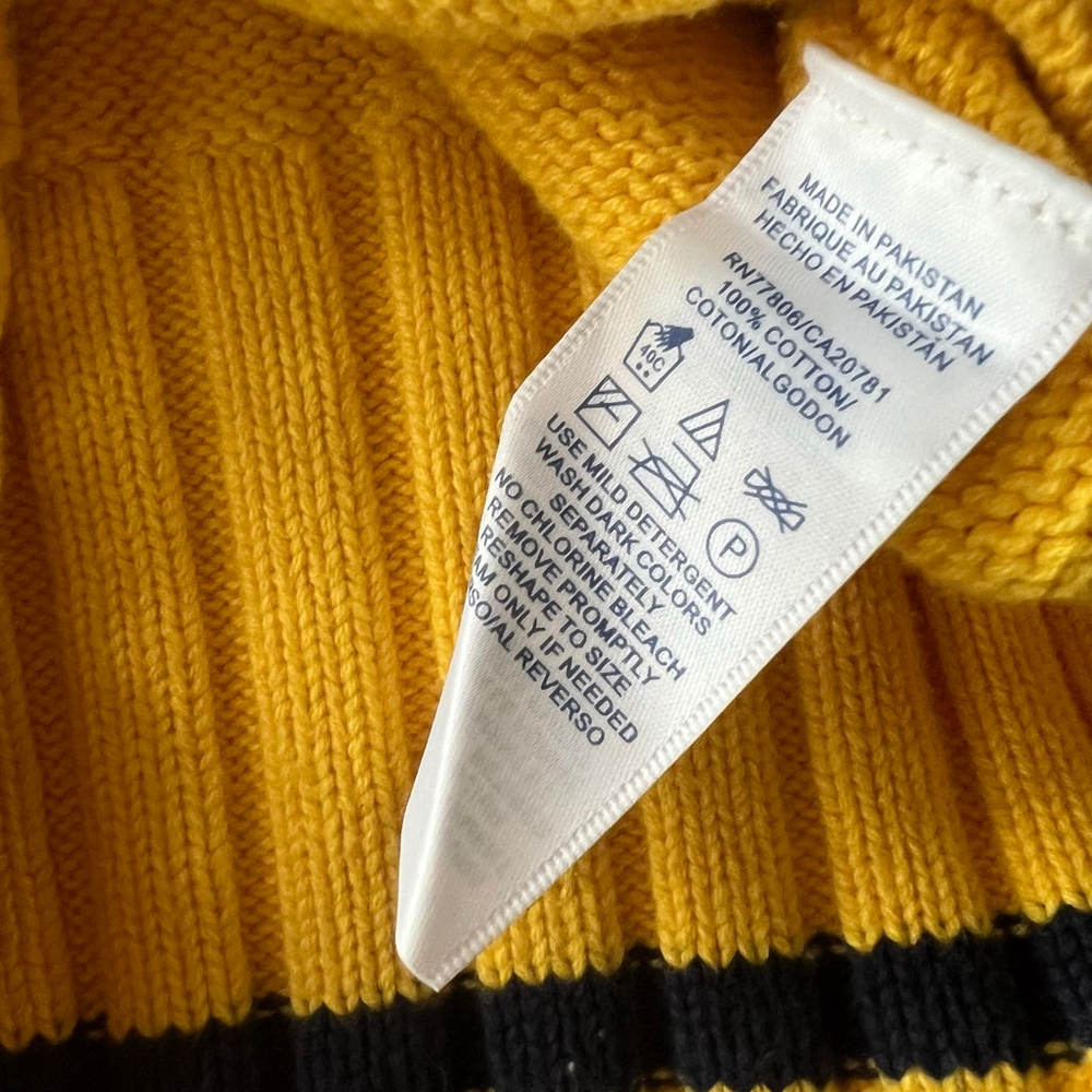 Women's y2k Tommy Jeans logo Yellow Knit Turtleneck Sweater L - Picture 7 of 8